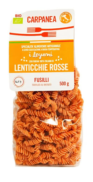 Pasta Carpanea Fusilli Lenticchie Rosse - 500g Packung 